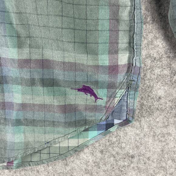 Tommy Bahama Coastline Corduroy Shirt Mens XLT Verde Plaid Button Up Soft - Picture 4 of 16